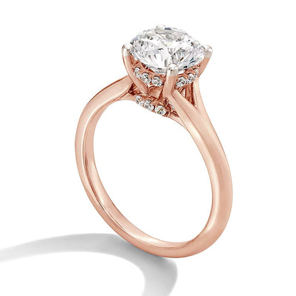 2.0 ct. Gesamtgewicht Labordiamant Solitär Verlobungsring mit verstecktem Halo in 14K Roségold (F/VS2)