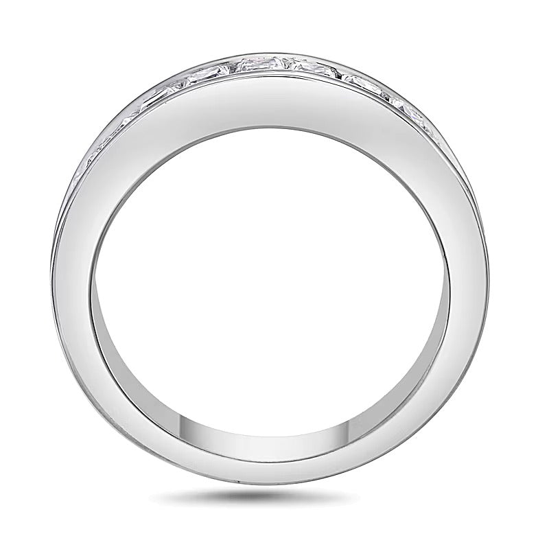 1.5 CT. Gesamtgewicht Ehering mit Diamanten im Princess-Schliff in 14K Weißgold (H/VS2)