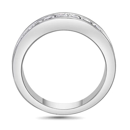 1.5 CT. Gesamtgewicht Ehering mit Diamanten im Princess-Schliff in 14K Weißgold (H/VS2)