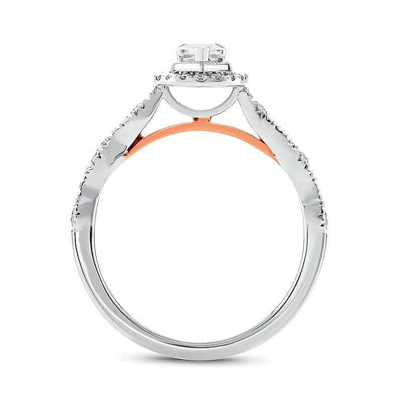 1.0 CT. Gesamtgewicht Braut-Set mit tropfenförmigem Diamant im Art-déco-Vintage-Stil in 14K Two-Tone Gold