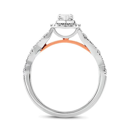 1.0 CT. Gesamtgewicht Braut-Set mit tropfenförmigem Diamant im Art-déco-Vintage-Stil in 14K Two-Tone Gold