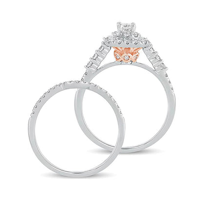 Braut-Set mit Diamanten im Smaragdschliff 1.0 CT. Gesamtgewicht in 10K Weißgold