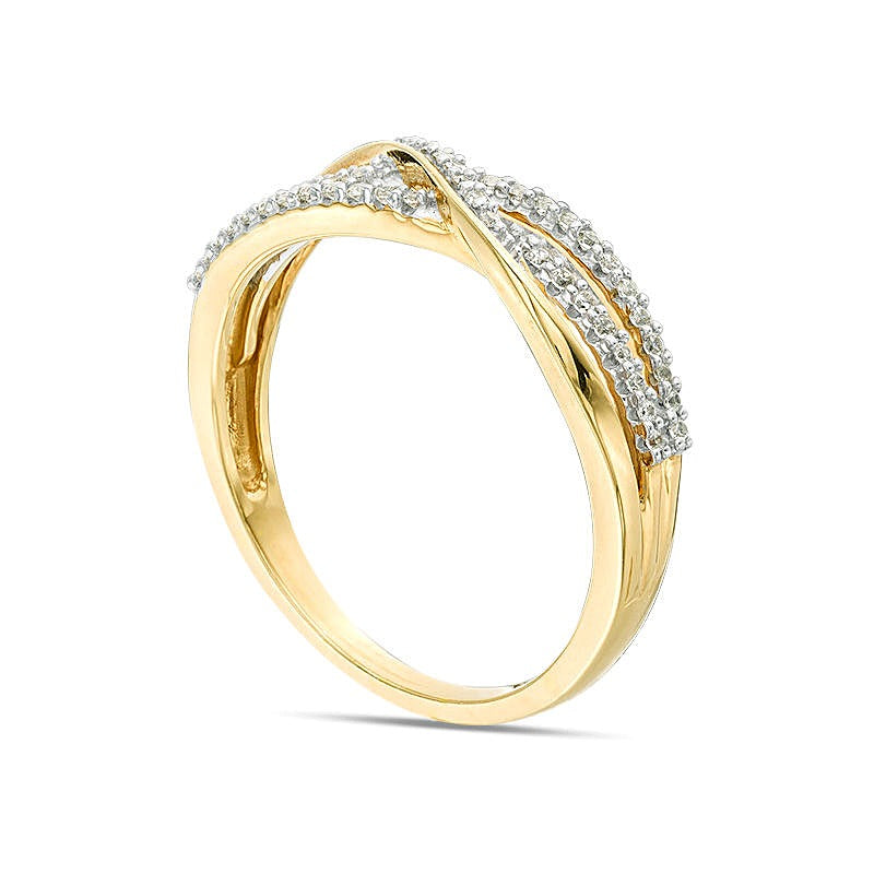 0,17 ct. Gesamtgewicht Diamant-Memoire-Ring mit überkreuzten Reihen in 10K Gelbgold