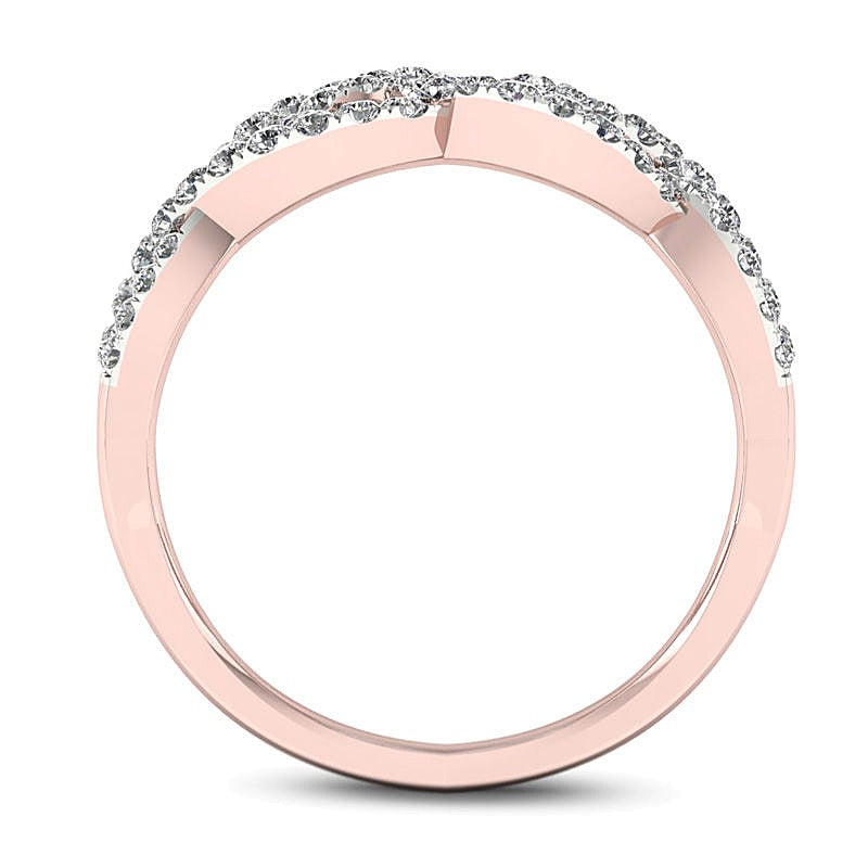 Ring mit geflochtenem Twist-Design und 0,5 ct. Gesamtgewicht Diamanten in 10K Roségold