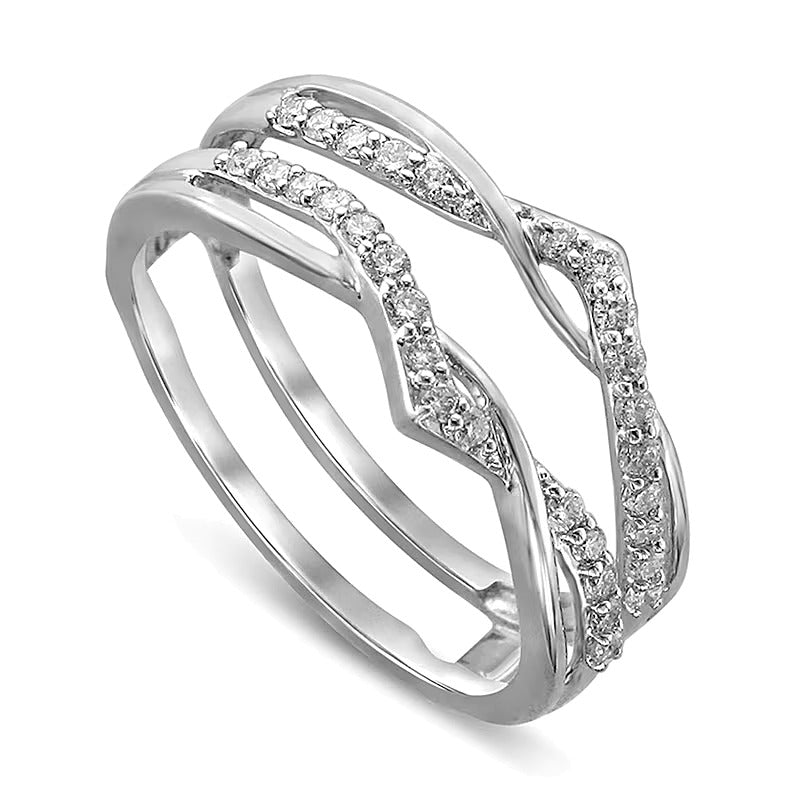 0.25 ct. Gesamtgewicht Diamant Crossover Chevron Solitär-Enhancer Ring in 14K Weißgold