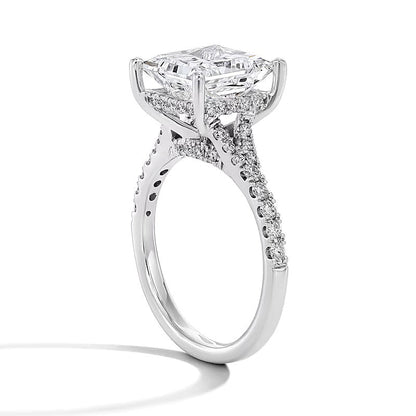 4.5 CT. Gesamtgewicht Verlobungsring im Princess-Schliff mit Labordiamanten, Solitär mit seitlichem Besatz, in 14K Weißgold (F/SI2)