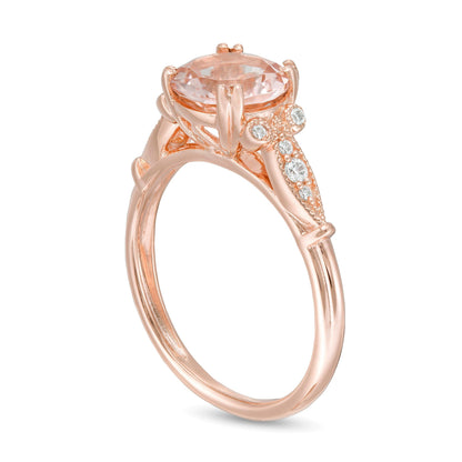 8,0 mm Morganit und 0,1 ct. Gesamtgewicht Diamant Ring im Vintage-Stil in 10K Roségold