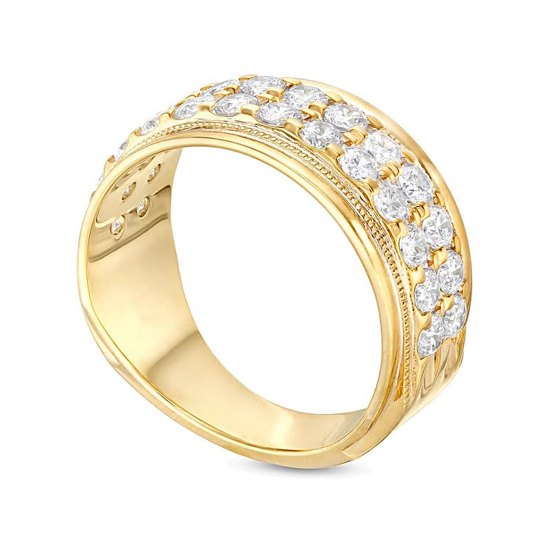 Ehering für Damen mit weißen Diamanten im Rundschliff, 2.0 ct. Gesamtgewicht, in 10K Gelbgold