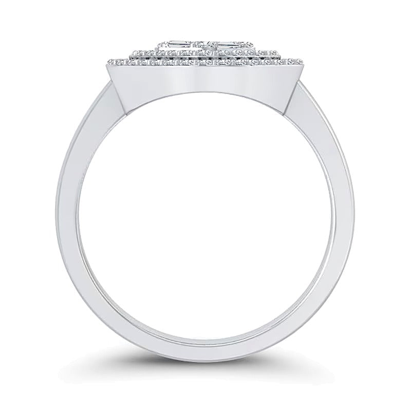 0.33 ct. Gesamtgewicht Fashion-Ring mit Diamanten in Princess-, rundem und Baguette-Schliff in 10K Weißgold