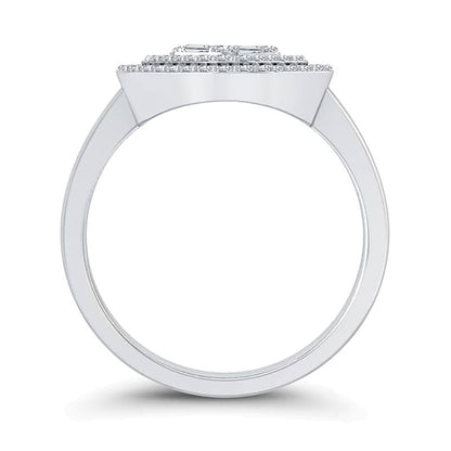 0.33 ct. Gesamtgewicht Fashion-Ring mit Diamanten in Princess-, rundem und Baguette-Schliff in 10K Weißgold
