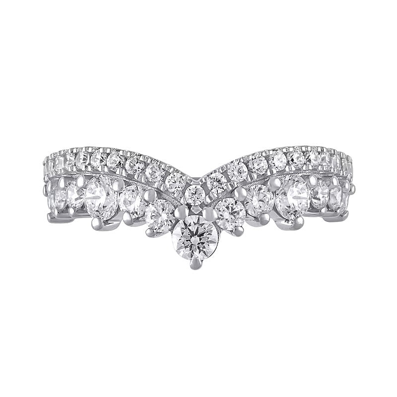 1.0 ct. Gesamtgewicht Diamant Ring zweireihig konturiert in 14K Weißgold