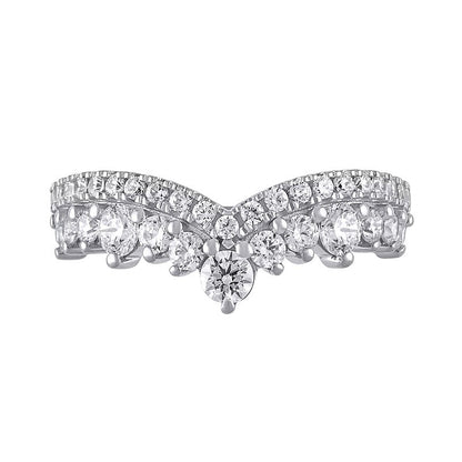 1.0 ct. Gesamtgewicht Diamant Ring zweireihig konturiert in 14K Weißgold