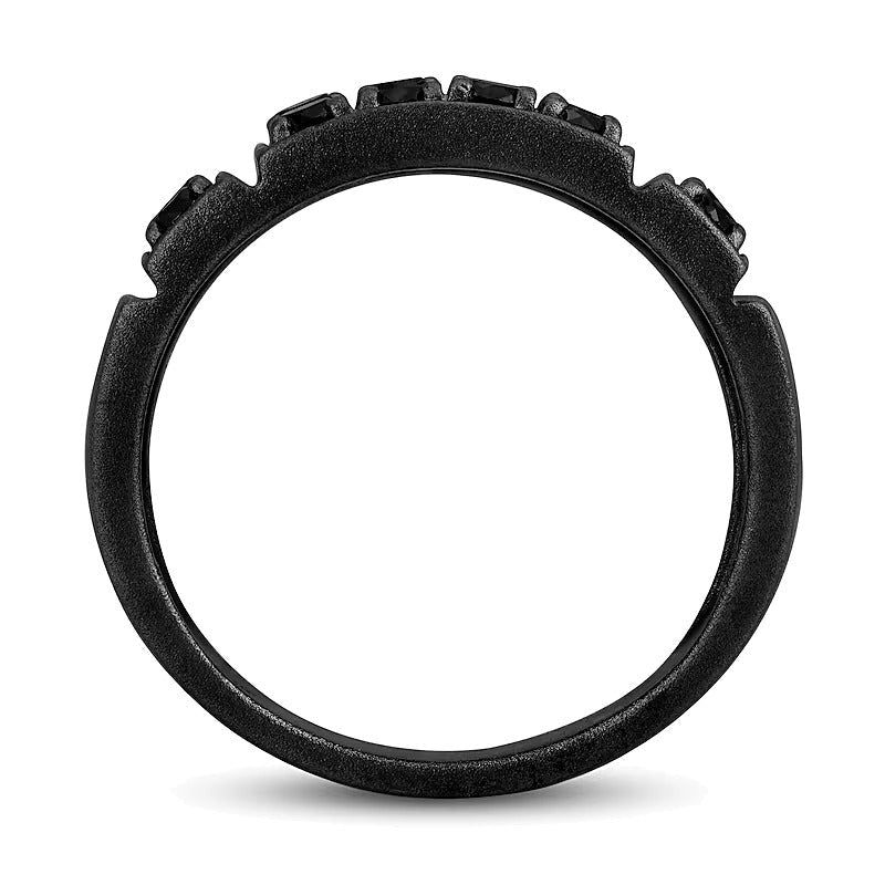 2.2 CT. TW schwarzer Diamant Fashion-Ring mit rechteckiger Oberseite in oxidiertem schwarzem Sterlingsilber