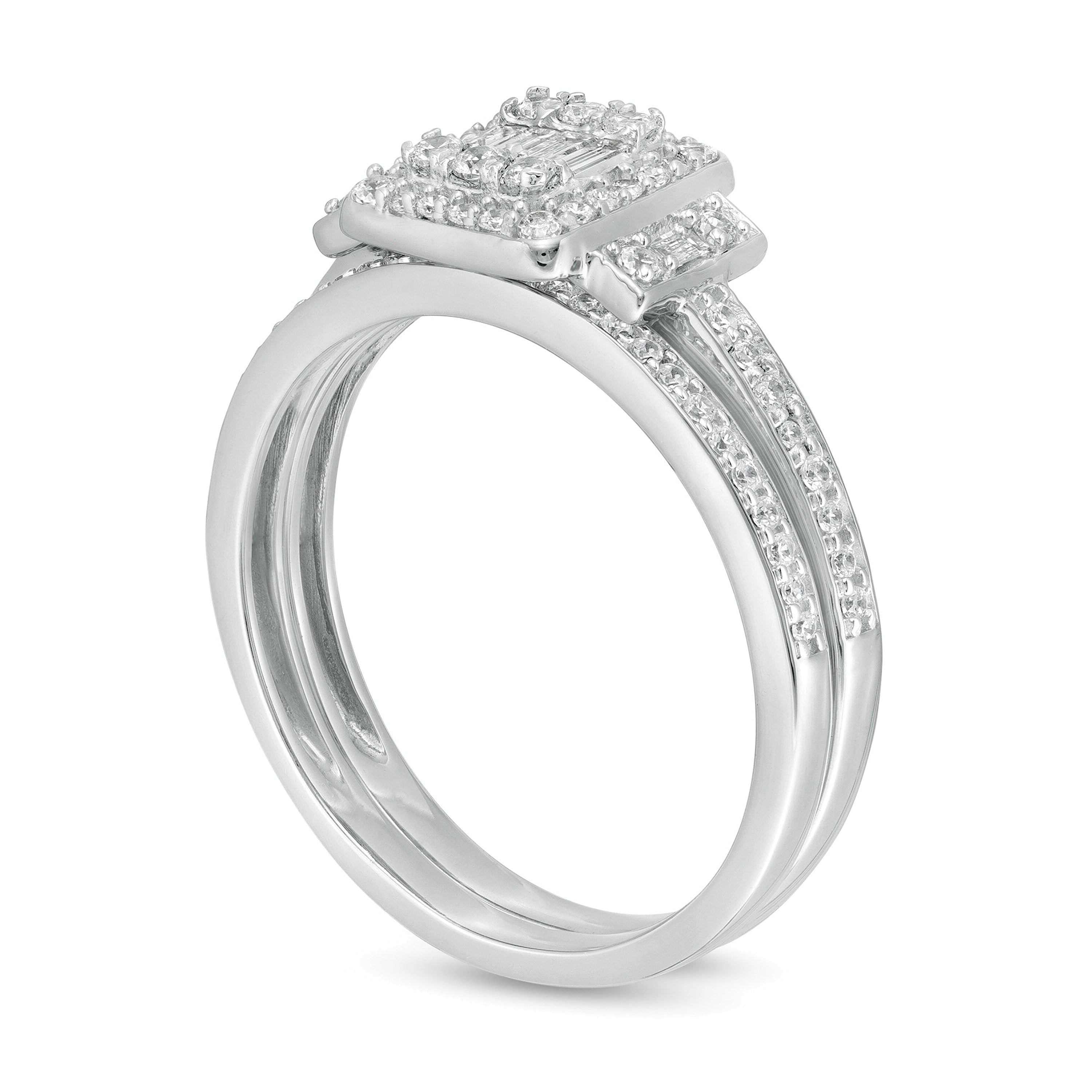 0,5 ct. Gesamtgewicht Komposit-Diamant Brautset in 10K Weißgold