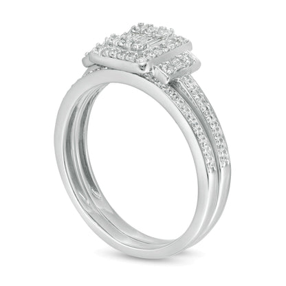 0,5 ct. Gesamtgewicht Komposit-Diamant Brautset in 10K Weißgold