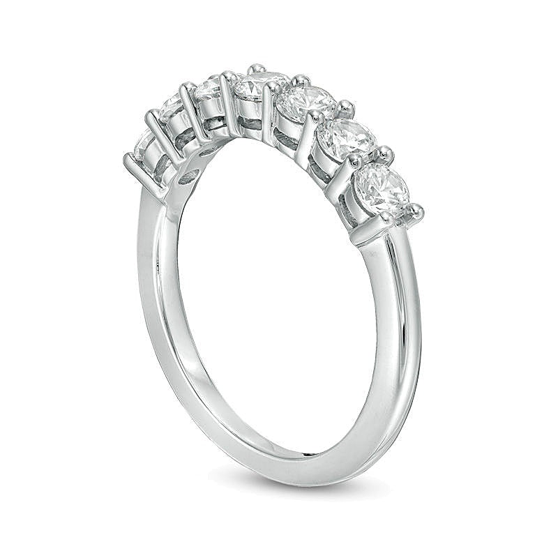 Memoire-Ring mit sieben Diamanten 0,75 ct. Gesamtgewicht in 10K Weißgold