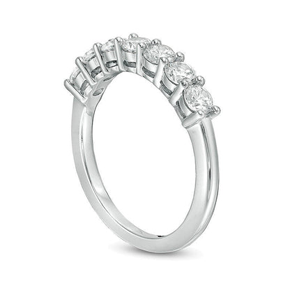 Memoire-Ring mit sieben Diamanten 0,75 ct. Gesamtgewicht in 10K Weißgold