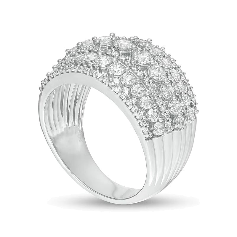 2.0 ct. Gesamtgewicht mehrreihiger gewölbter Ring mit Diamanten in 10K Weißgold