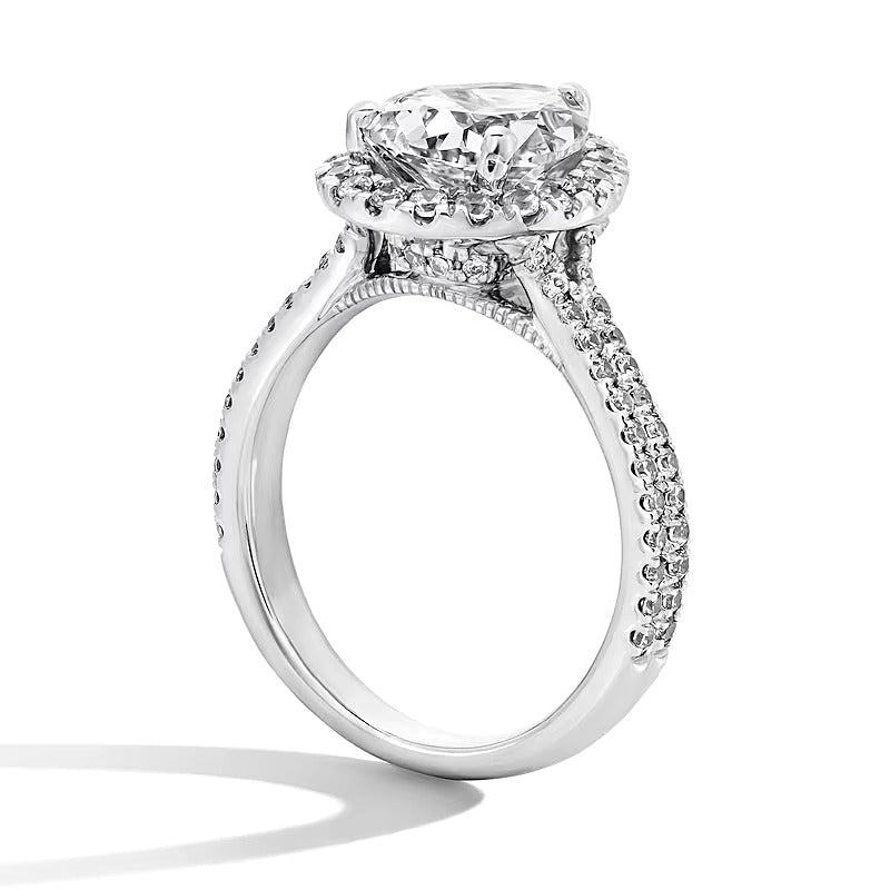 2.63 CT. Gesamtgewicht Halo-Ring mit tropfenförmigem Labordiamant in 14K Weißgold (F/SI2)