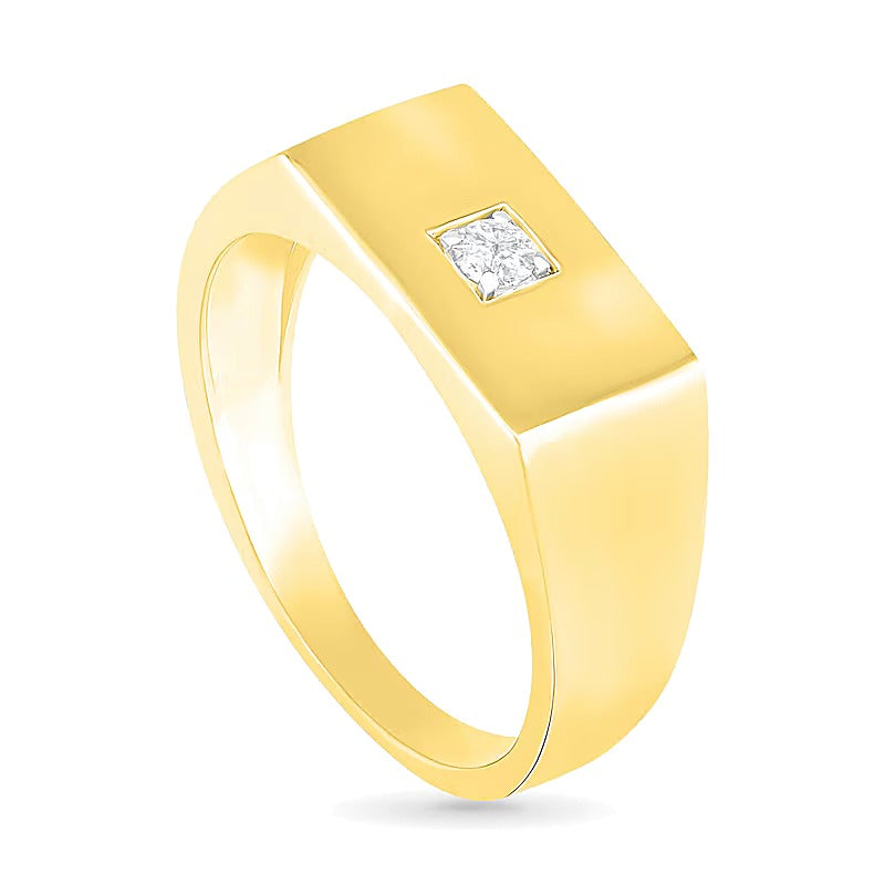 0,07 CT. Diamant-Solitär Ehering mit quadratischer Oberseite in 10K Gelbgold