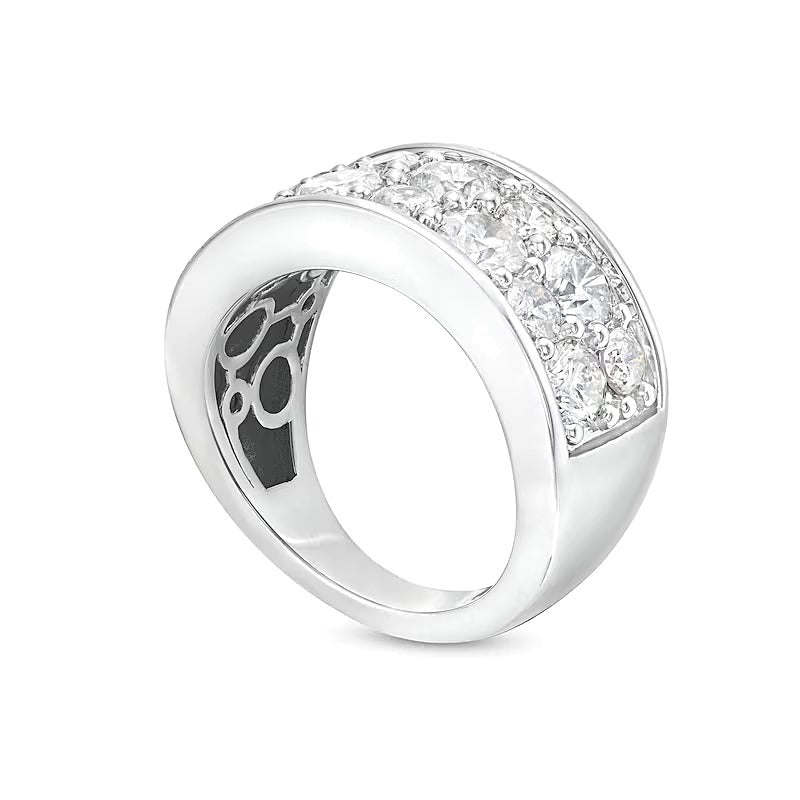 3.25 ct. Gesamtgewicht Diamant Memoire-Ring mit alternierender Doppelreihe in 10K Weißgold