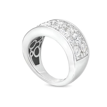 3.25 ct. Gesamtgewicht Diamant Memoire-Ring mit alternierender Doppelreihe in 10K Weißgold