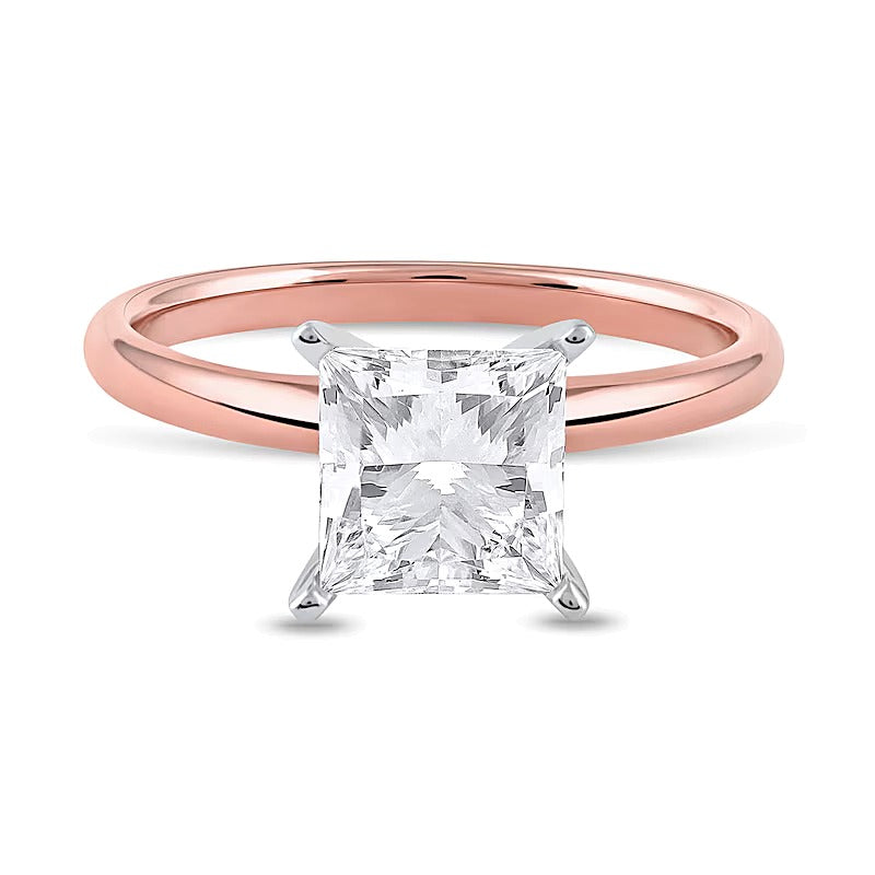 2.0 CT. Princess Labordiamant Solitär Verlobungsring in 14K Roségold (F/VS2)
