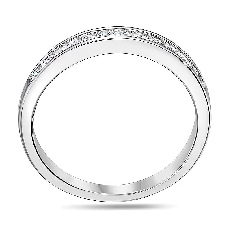 0.5 CT. Gesamtgewicht Ehering mit Diamanten im Princess-Schliff in 14K Weißgold (H/VS2)