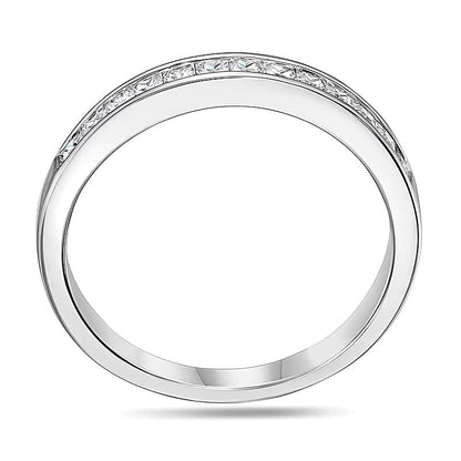 0.5 CT. Gesamtgewicht Ehering mit Diamanten im Princess-Schliff in 14K Weißgold (H/VS2)