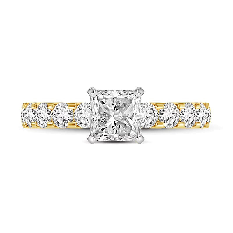 2.5 CT. TW Diamant-Verlobungsring im Princess- und Rundschliff in 14K Gelbgold (I/I2)