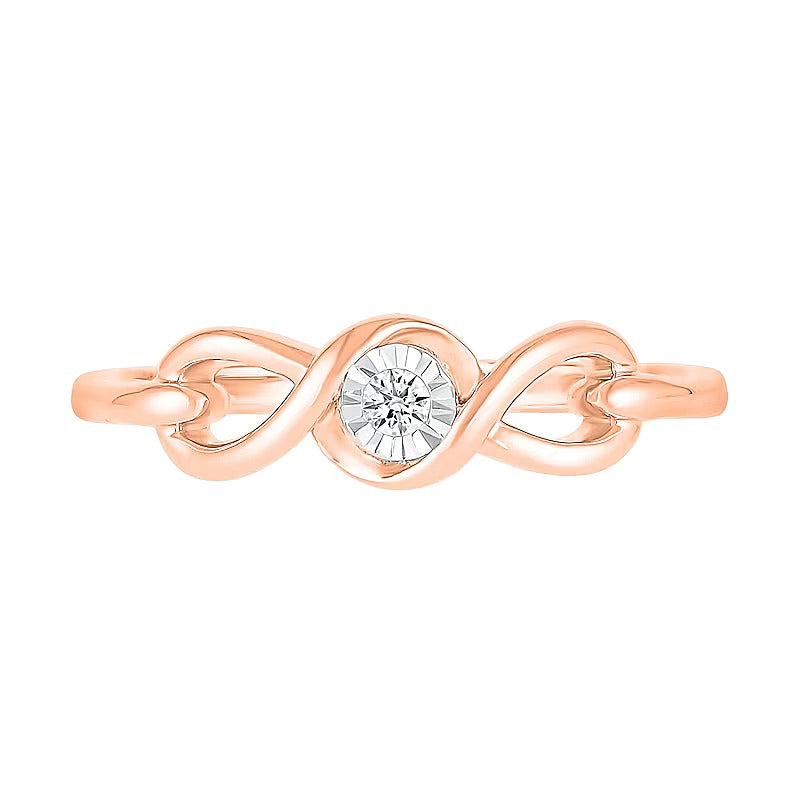 Freundschaftsring für Damen mit Diamant-Solitär in Infinity-Fassung aus 10K Roségold (J/I3)