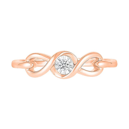 Freundschaftsring für Damen mit Diamant-Solitär in Infinity-Fassung aus 10K Roségold (J/I3)