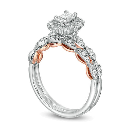 0.75 ct. Gesamtgewicht Brautset mit Diamant im Smaragdschliff in 14K Gold Two-Tone (I/SI2)