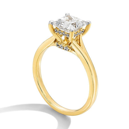 2.0 ct. Gesamtgewicht Solitär-Verlobungsring mit Labordiamant im Princess-Schliff und Split-Shank in 14K Gelbgold (F/VS2)