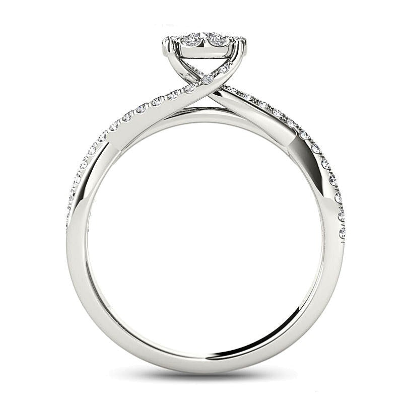 0,5 ct. Gesamtgewicht Diamant Bypass Verlobungsring in 14K Weißgold