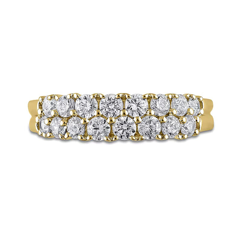 1.0 ct. Gesamtgewicht Diamant Memoire-Ring zweireihig in 10K Gelbgold