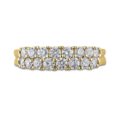1.0 ct. Gesamtgewicht Diamant Memoire-Ring zweireihig in 10K Gelbgold