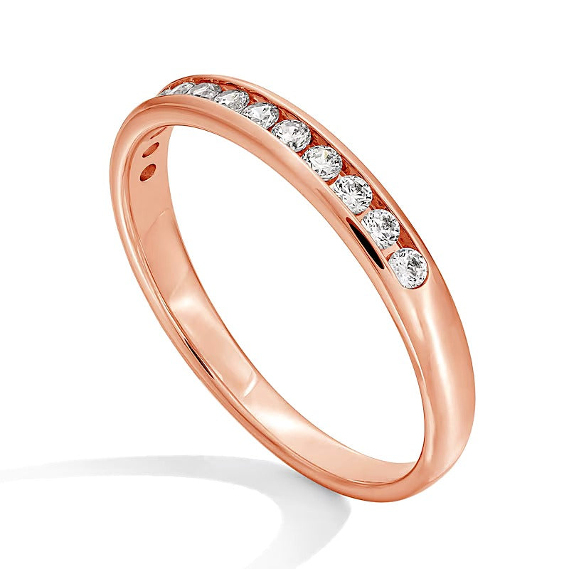 0,25 ct. Gesamtgewicht Diamant-Ring kanalgefasst mit dreizehn Steinen in 14K Roségold