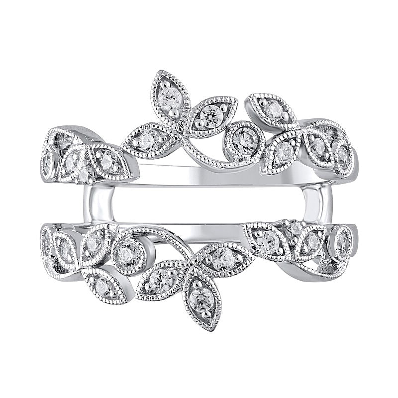 0.33 ct. Gesamtgewicht Diamant-Ring im Vintage-Stil mit Ranken-Motiv in 14K Weißgold
