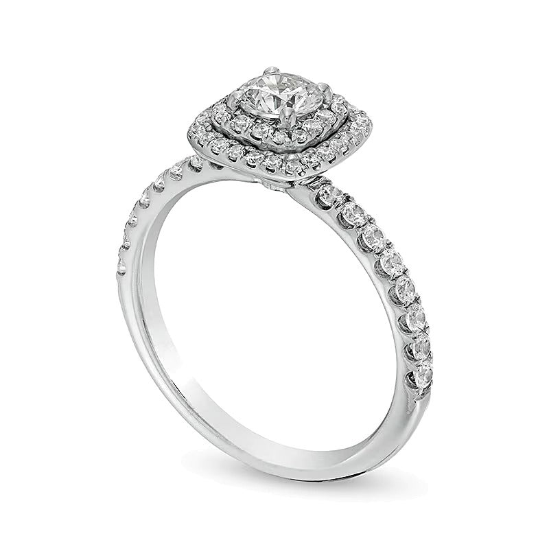 1.0 ct. Gesamtgewicht Diamant Halo-Verlobungsring in 14K Weißgold