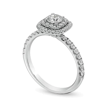 1.0 ct. Gesamtgewicht Diamant Halo-Verlobungsring in 14K Weißgold