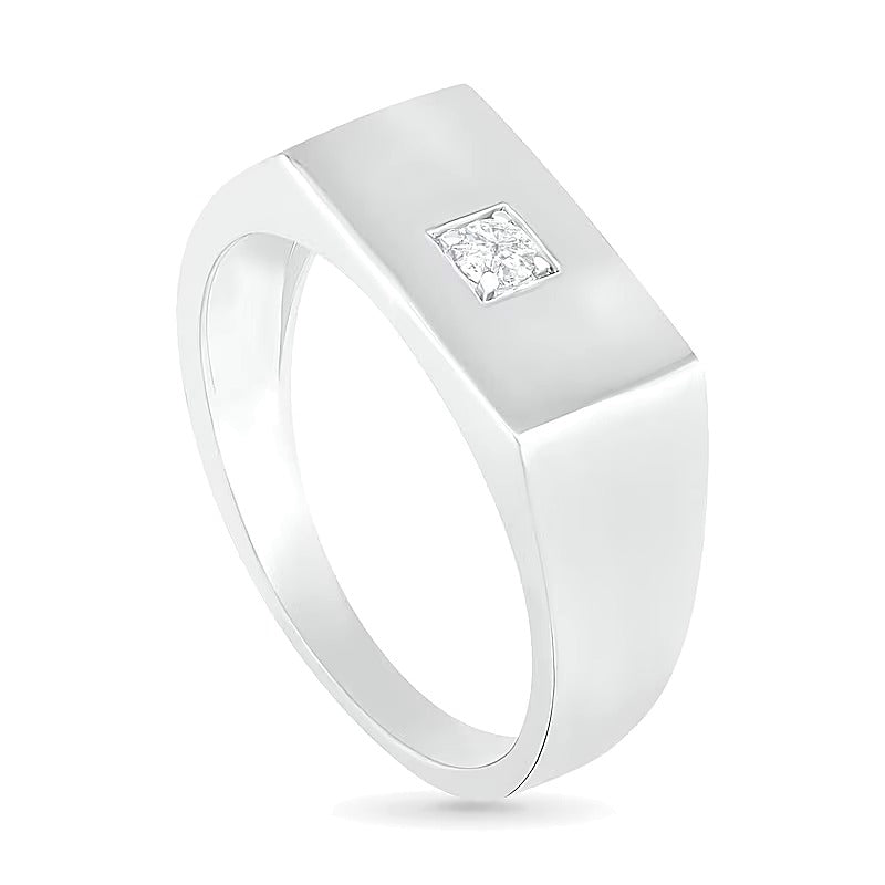 0,07 CT. Diamant-Solitär Ehering mit quadratischer Oberseite in 10K Weißgold