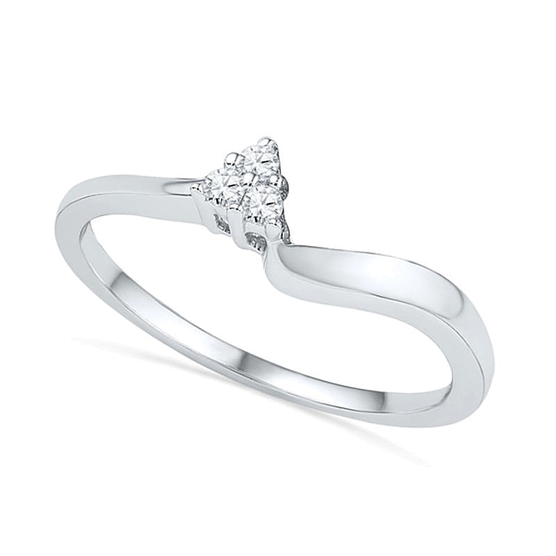 0.17 ct. Gesamtgewicht Diamant Dreistein Brautset in 10K Weißgold