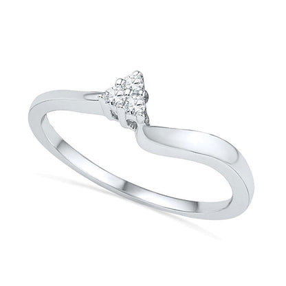 0.17 ct. Gesamtgewicht Diamant Dreistein Brautset in 10K Weißgold