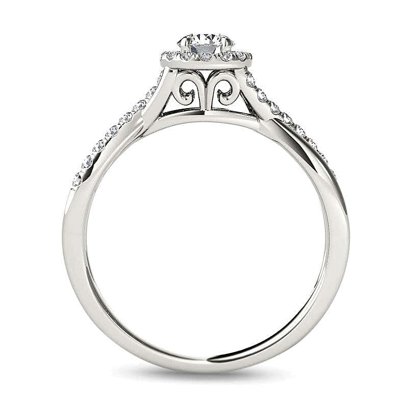 0.5 ct. Gesamtgewicht Halo-Verlobungsring mit Diamanten in 14K Weißgold