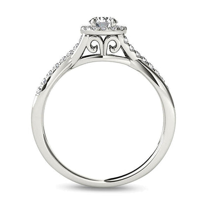 0.5 ct. Gesamtgewicht Halo-Verlobungsring mit Diamanten in 14K Weißgold