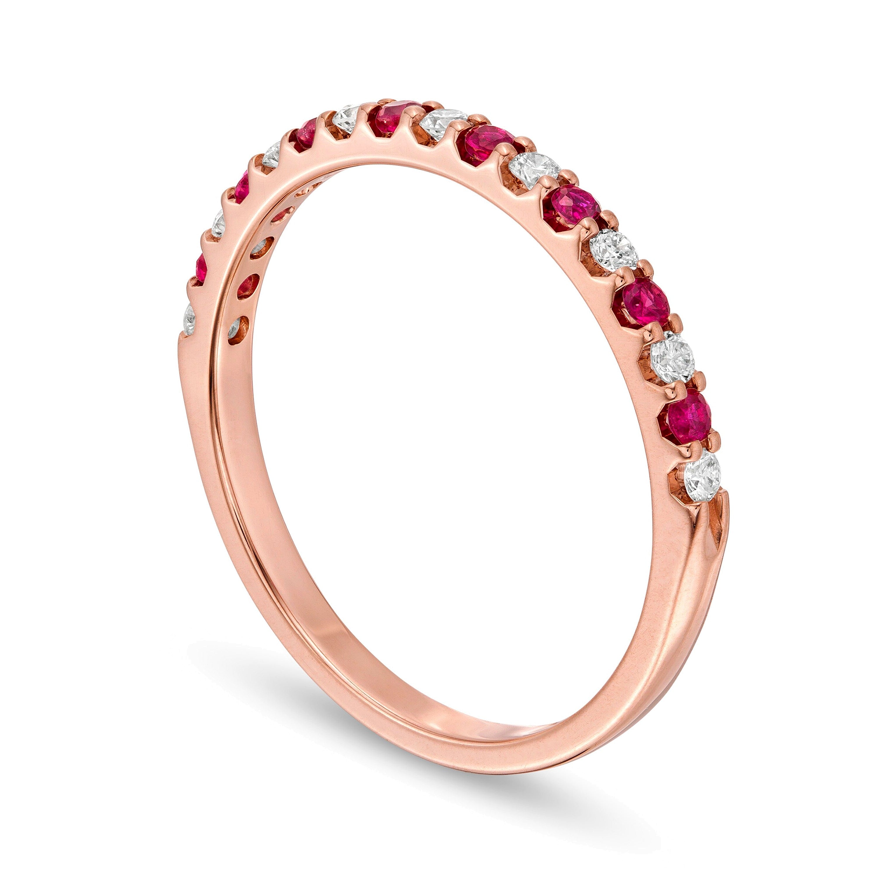 Ring mit Rubin und Diamant 0,13 ct. Gesamtgewicht in 14K Roségold