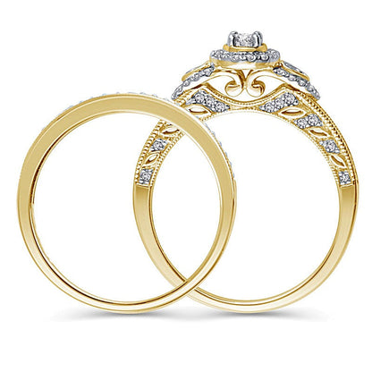 0.38 ct. Gesamtgewicht Diamant Brautset in 10K Gelbgold