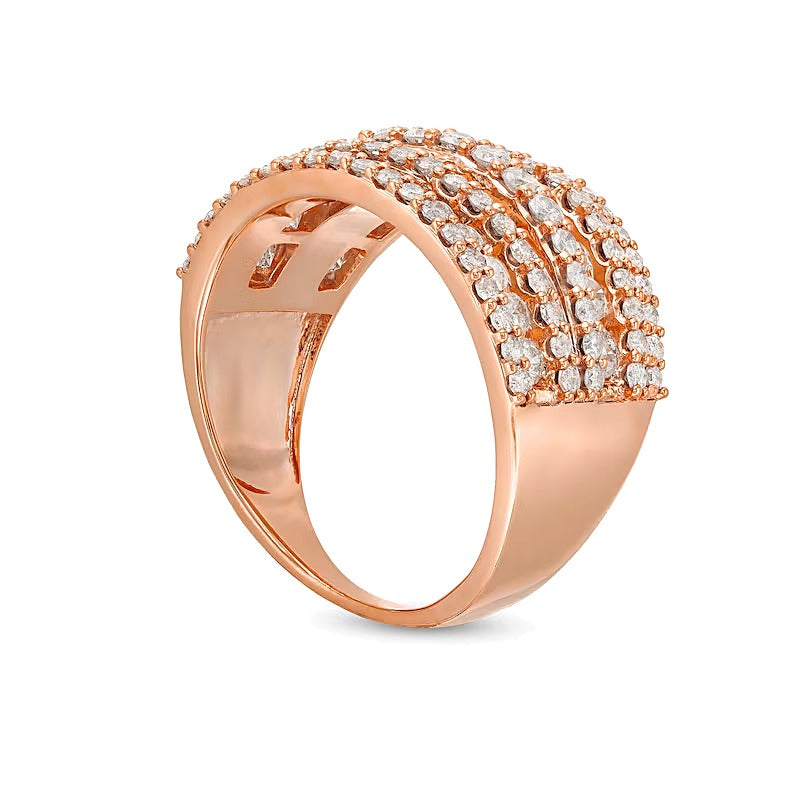 2.0 ct. Gesamtgewicht Diamant mehrreihiger Ring mit übereinander gelegtem Design in 10K Roségold