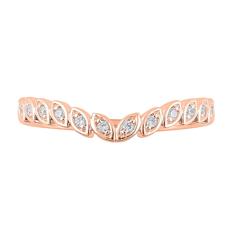 0.1 ct. Gesamtgewicht Diamant Ring mit Marquise-Rahmen und Kontur in 10K Roségold